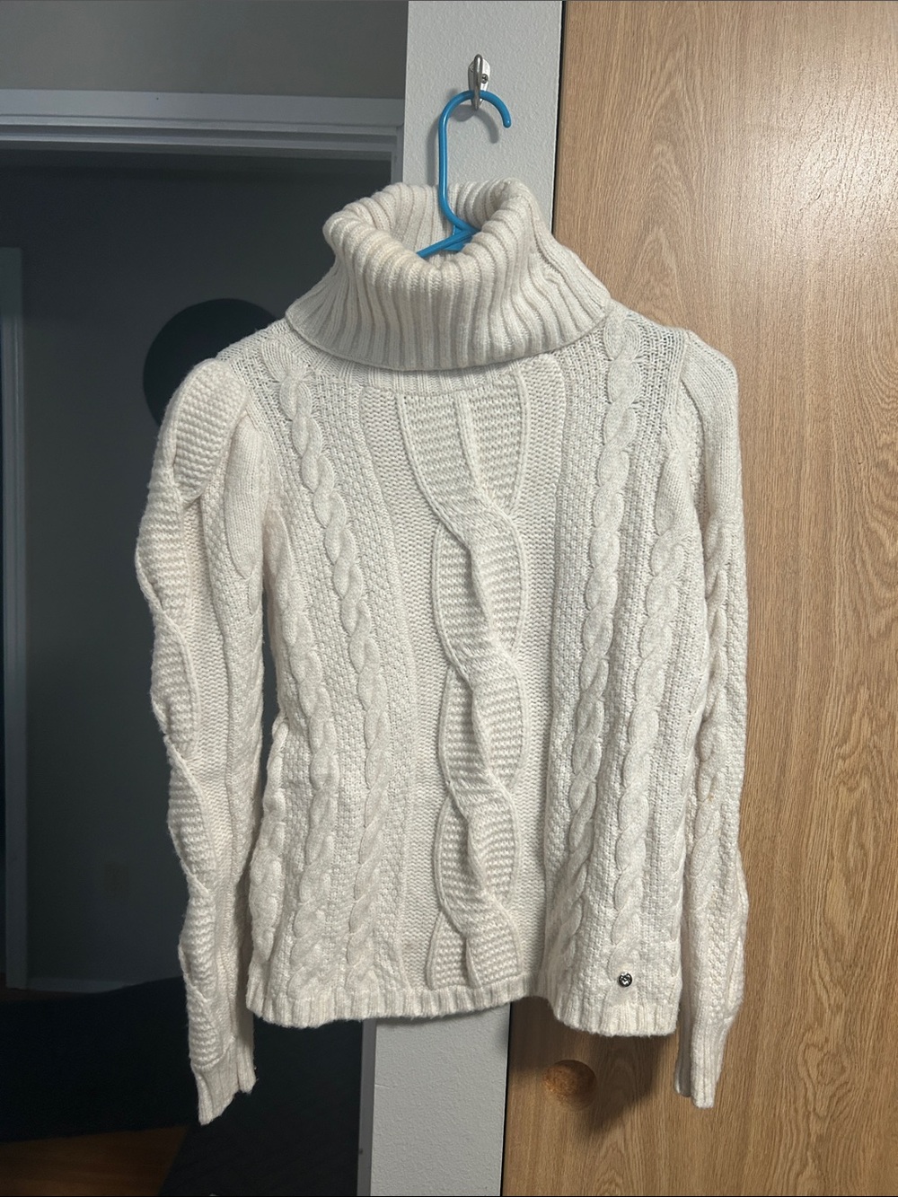 Ted Baker London Cream Cable-Knit Turtleneck Sweater